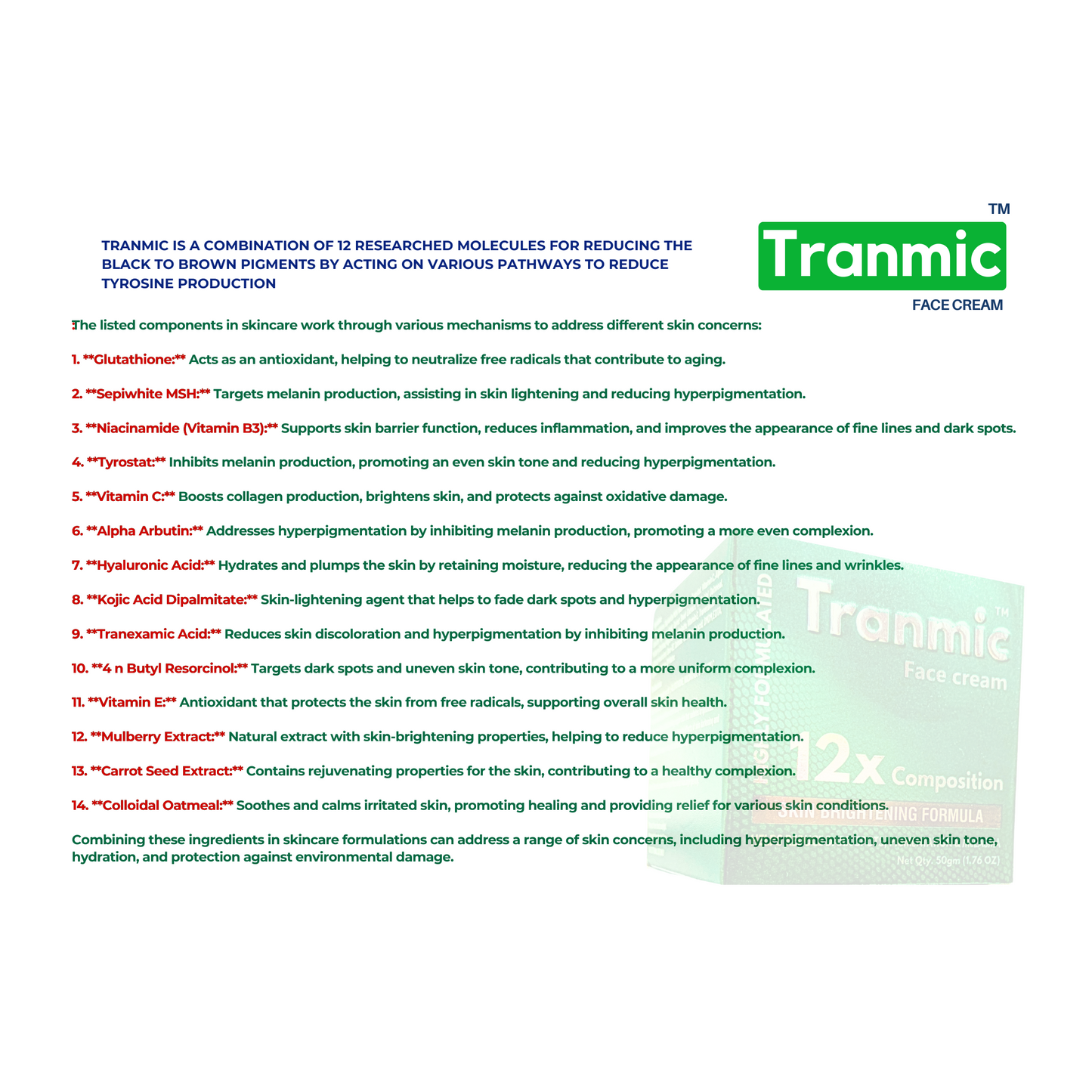 Tranmic ™️ ( 12x Depigmenting cream )